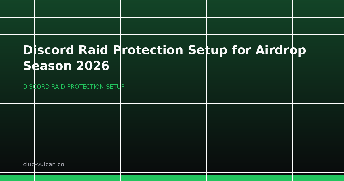 Discord raid protection setup for airdrop season showing layered moderation controls and safe invite handling